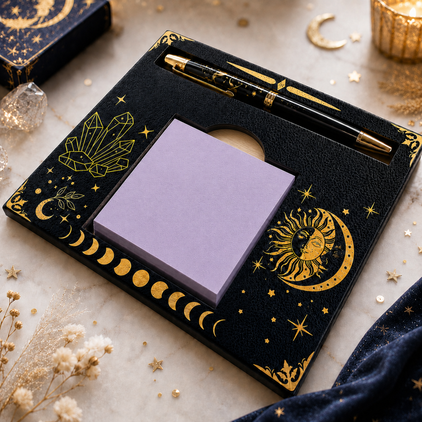 Celestial sticky note holder