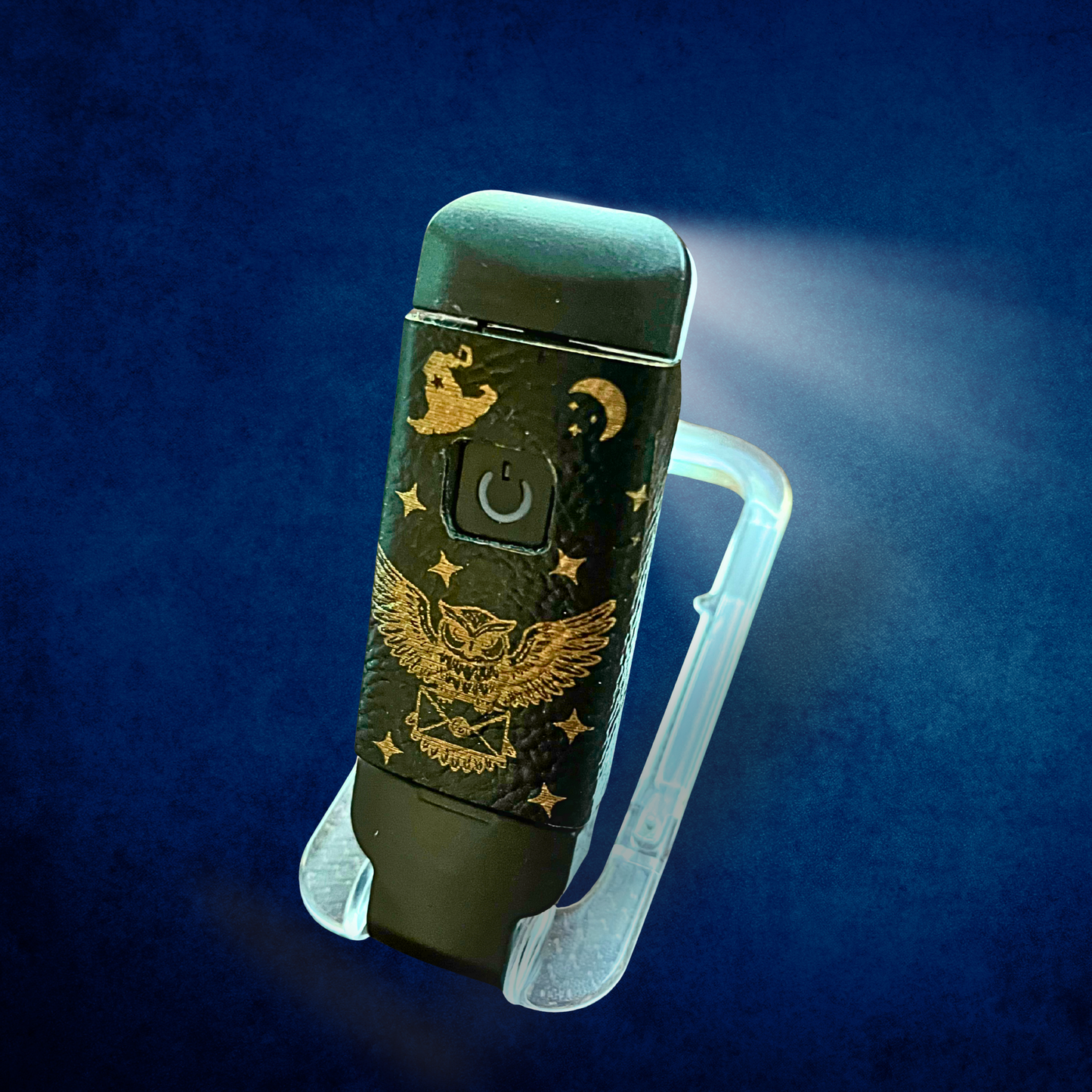 Wizard Book Light: Faux Leather Owl Design, USB Rechargeable