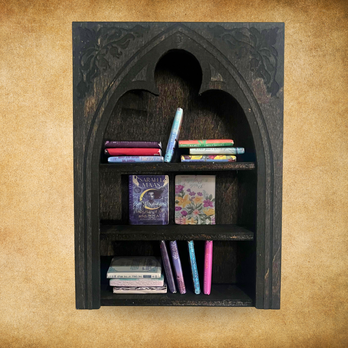 Fantasy Mini Bookshelf Desk Organizer, Pen Holder cup