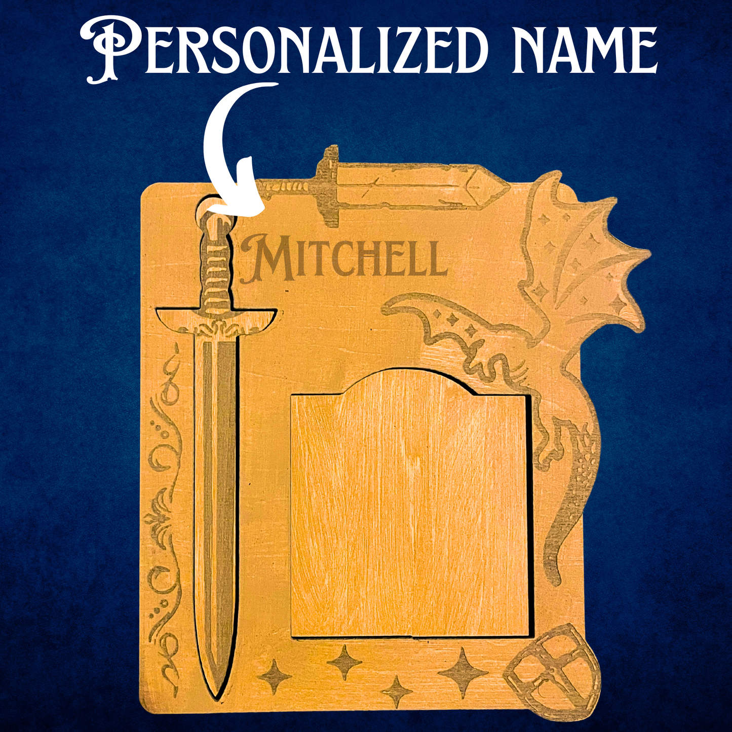 Personalized Sticky Note and Pen Holder with Fantasy Design, Desk Organizer