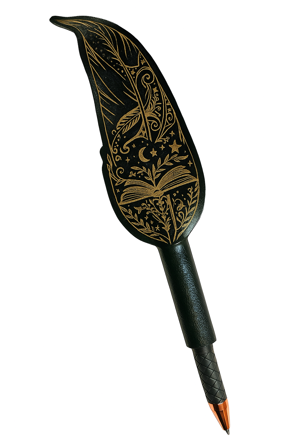 Book Lovers Engraved Quill Pen | Handcrafted Faux Leather Ballpoint Refillable | Personalized Gift for Readers & Writers