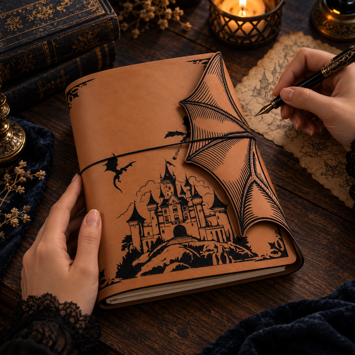 Fantasy Dragon Refillable A5 Journal with Dragon Wing Flap