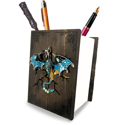Desk Organizer, Pen Holder, Fantasy Dragon Lover Gift for her him