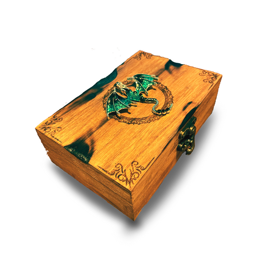 Dragon Keepsake Wood Box, personalized engraved gothic dragons gift, Medieval Jewelry Trinket Box Case, Majestic Fantasy Memory Box