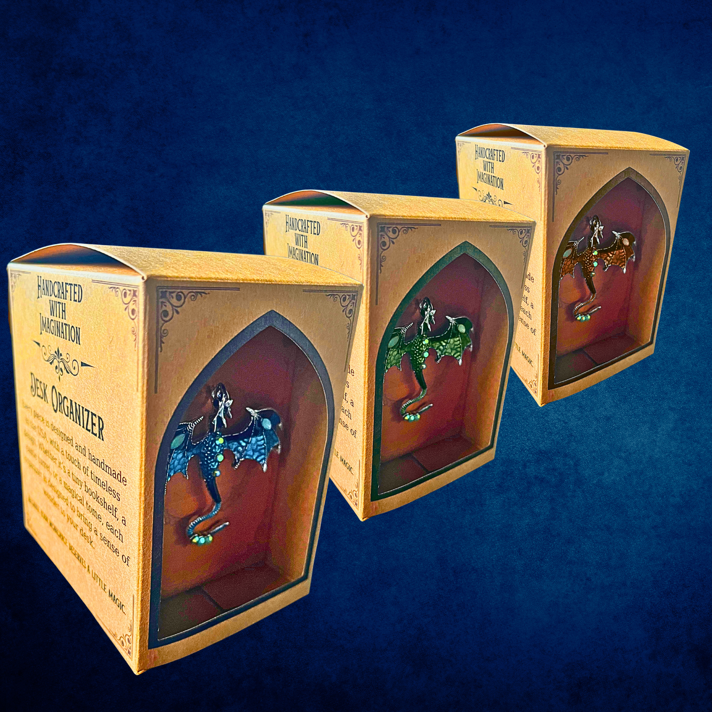 Desk Organizer, Pen Holder, Fantasy Dragon Book Lover Gift for her him, Personalized Name