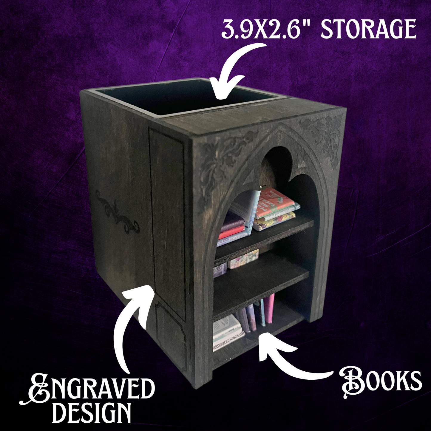 Fantasy Mini Bookshelf Desk Organizer, Pen Holder cup
