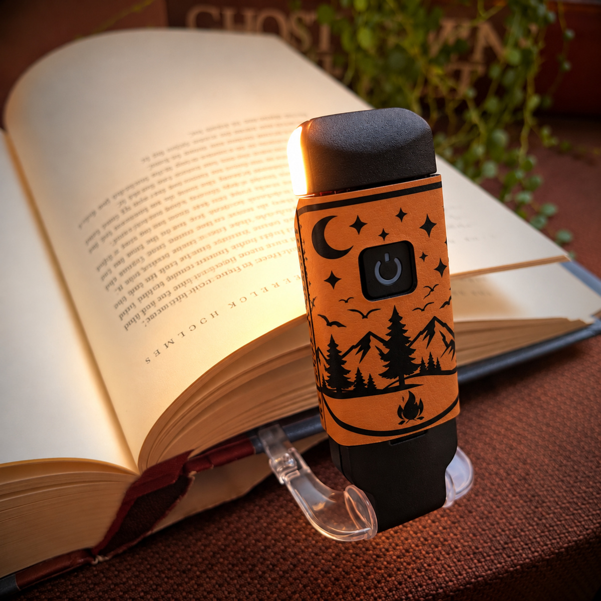 Outdoor Mountain Night Design Clip-On Book Light – , USB Reading Light, Camping Book Lamp, Gift for Readers