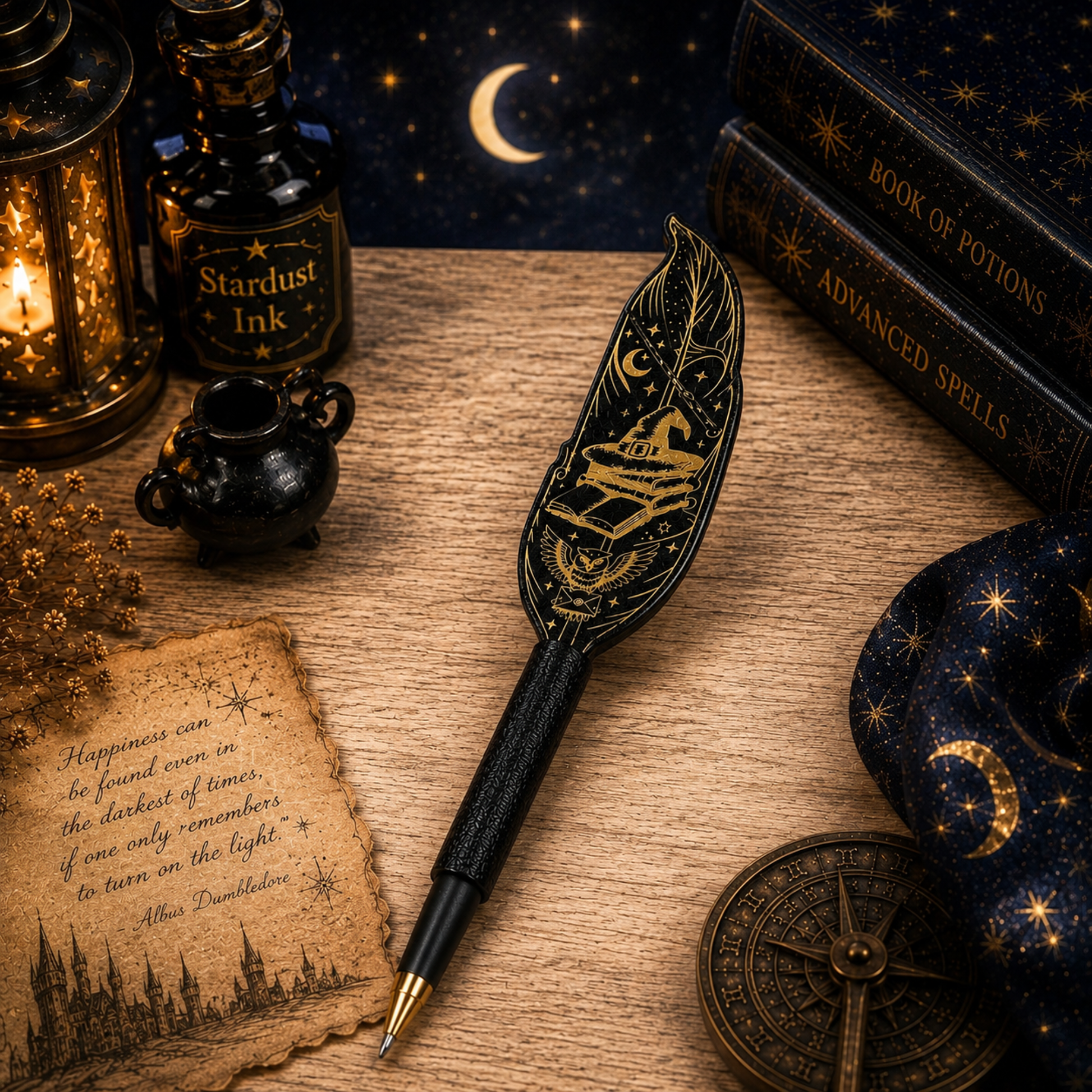 Wizard-inspired engraved refillable pen