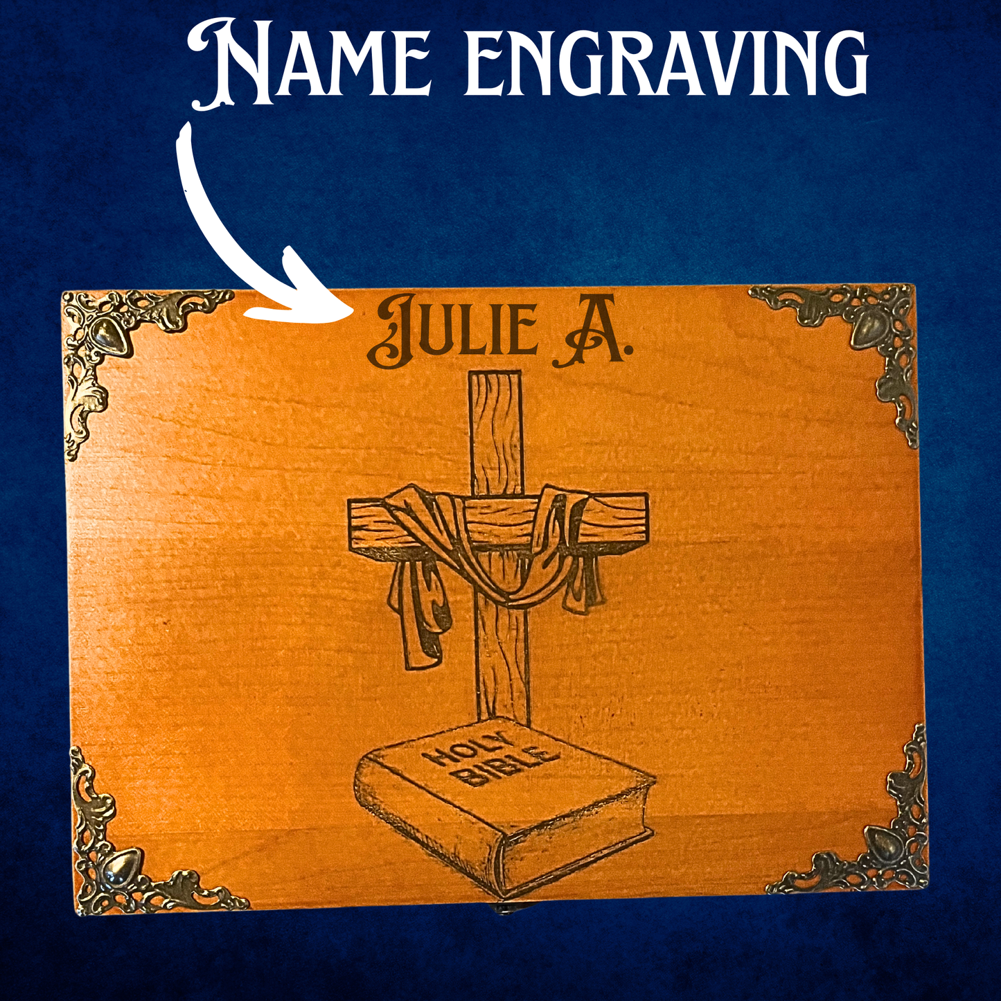 Personalized Bible Keepsake Box – Engraved Wooden Christian Memory Box