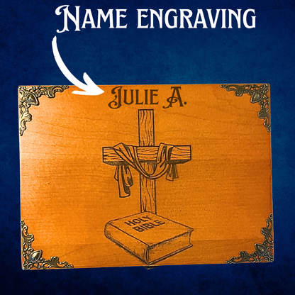 Personalized Bible Keepsake Box – Engraved Wooden Christian Memory Box