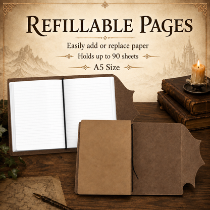 Fantasy Dragon Refillable A5 Journal with Dragon Wing Flap