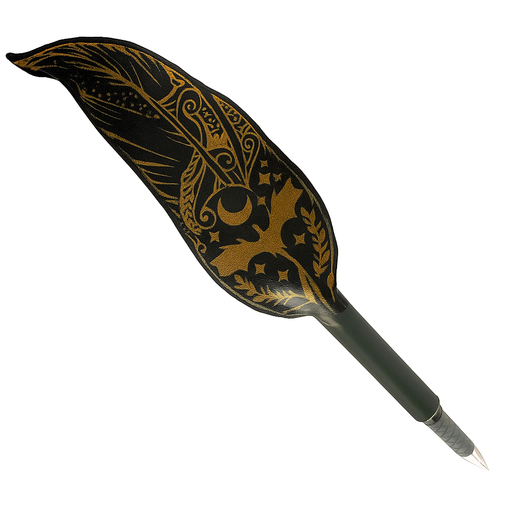 Fantasy Quill Pen – Refillable Faux‑Leather Feather Pen for Writers & Cosplay | Timeless Motifs