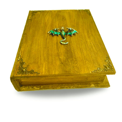 Openable Dragon Book Keepsake Box, personalized engraved gothic dragons gift, Medieval Jewelry Trinket Box Case, Majestic Book Memory Box