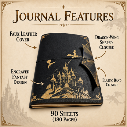 Fantasy Dragon Refillable A5 Journal with Dragon Wing Flap