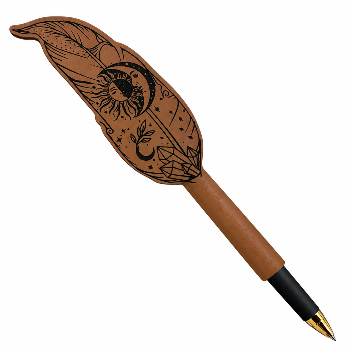 Personalized Celestial Quill Pen – Engraved Feather Ballpoint Pen for Writers, Readers & Fantasy Lovers