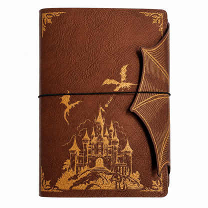 Rustic brown and gold fantasy dragon journal