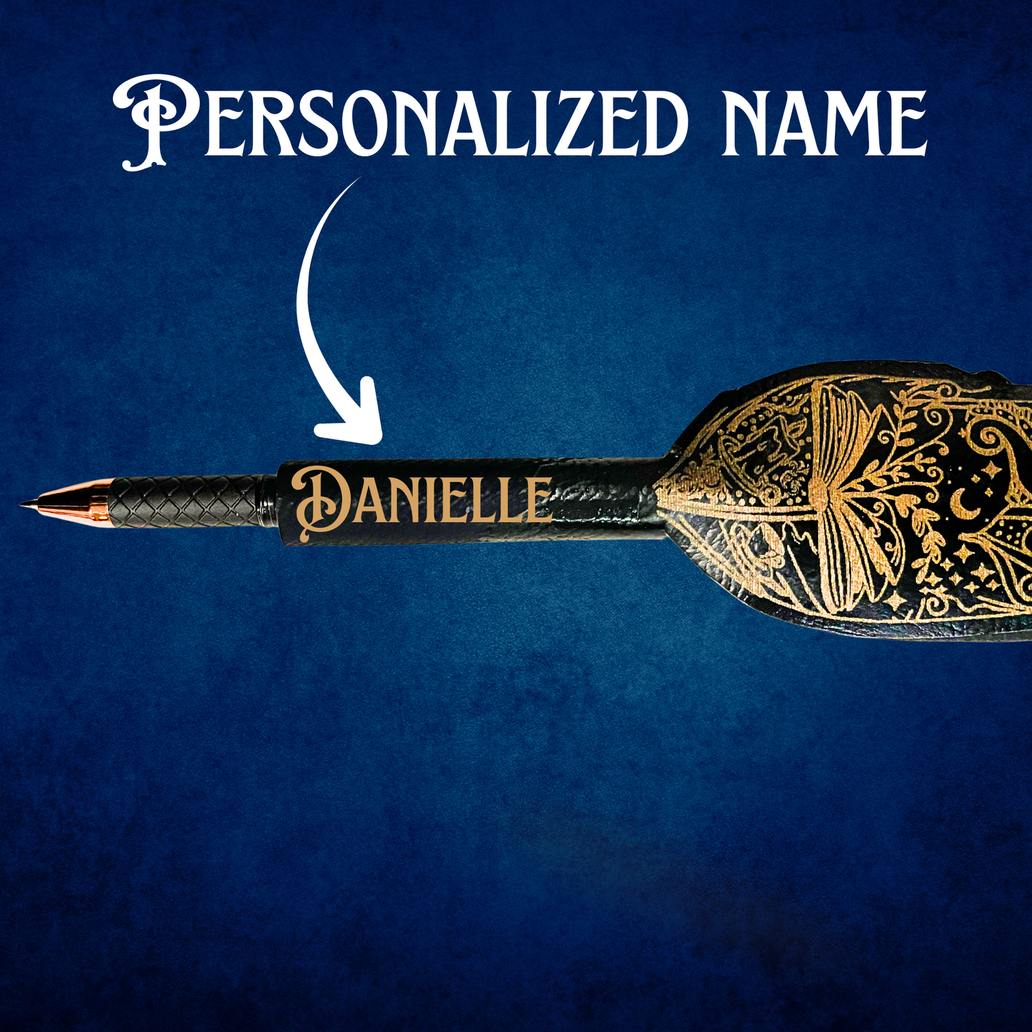 Book Lovers Engraved Quill Pen | Handcrafted Faux Leather Ballpoint Refillable | Personalized Gift for Readers & Writers