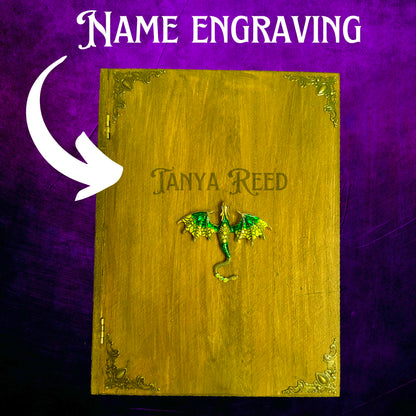 Openable Dragon Book Keepsake Box, personalized engraved gothic dragons gift, Medieval Jewelry Trinket Box Case, Majestic Book Memory Box