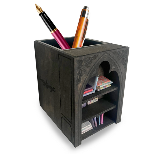 Fantasy Mini Bookshelf Desk Organizer, Pen Holder cup
