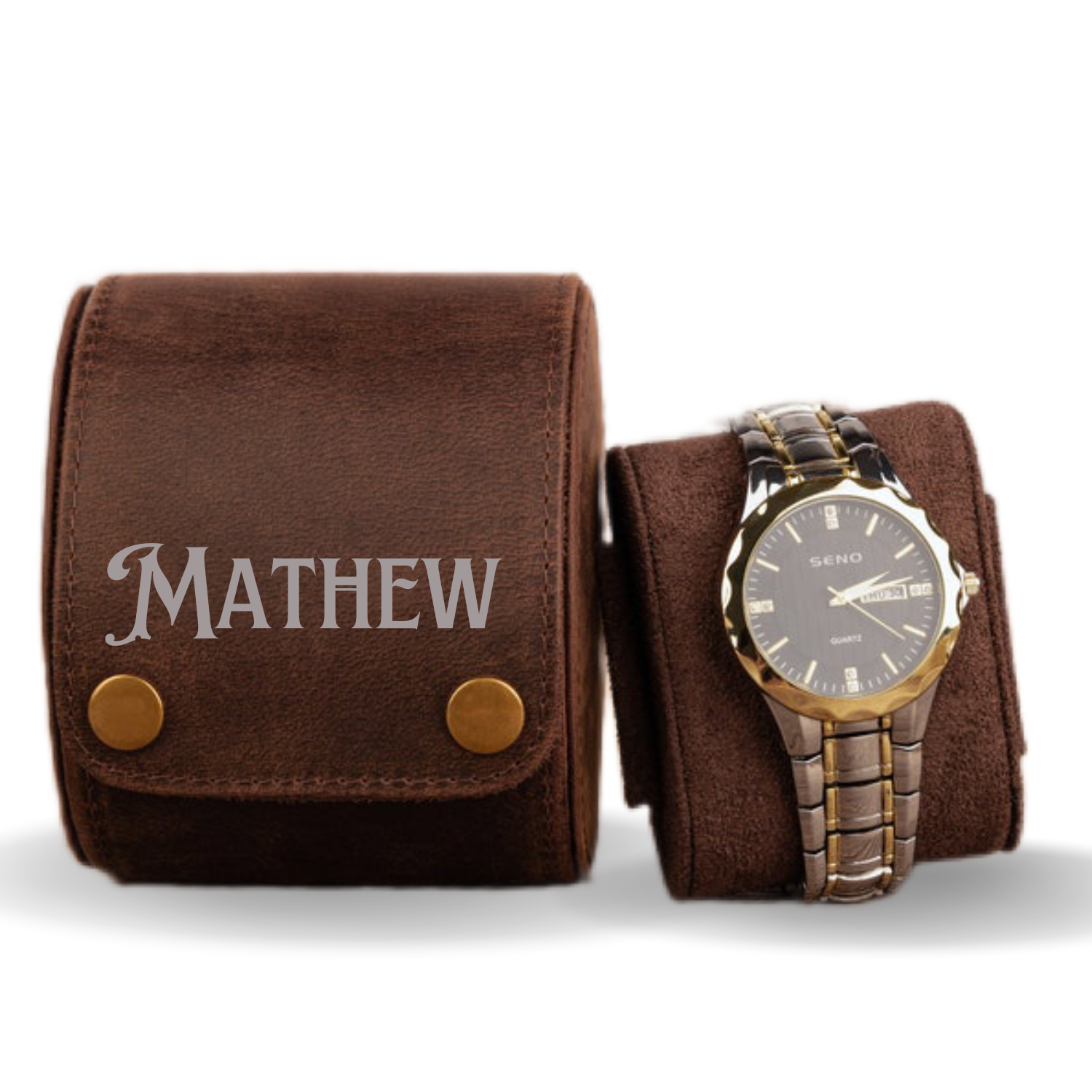 Custom Name Engraved Watch Roll Case, Leather Watch Roll Personalized, 1 Watch Organizer Traveling Roll Box, Personalized Father Gifts