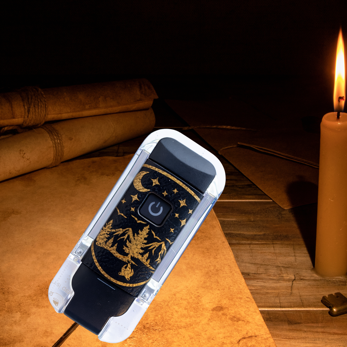 Outdoor Mountain Night Design Clip-On Book Light – , USB Reading Light, Camping Book Lamp, Gift for Readers