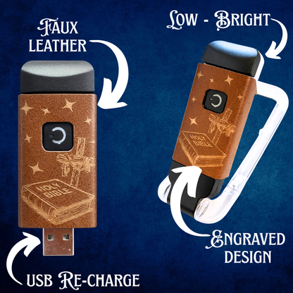 Christian Faith Book Reading Light – Christian Bible Gift, USB Rechargeable Reading Light, Personalized Faith Gift