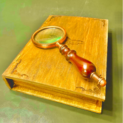 Custom Name Engraved Wood Magnifying Glass, Retro Optical Glass Magnifier Personalized, 10x Vintage Hand Magnifying Lens Glass With Box