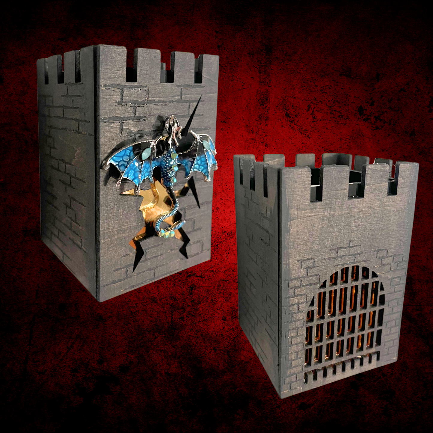Castle Pen Holder with Dragon – Fantasy Desk Organizer for DnD Lovers – Medieval Pencil Cup & Unique Office Decor Gift