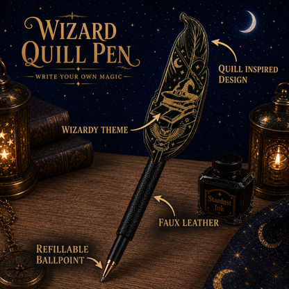 Wizard Quill Pen | Fantasy Ballpoint Pen | Refillable Magical Writing Pen