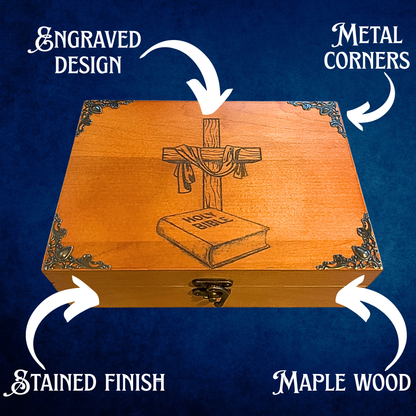 wooden bible storage box velvet interior