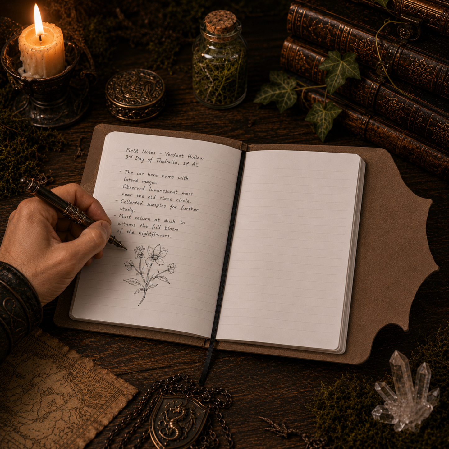Fantasy Dragon Refillable A5 Journal with Dragon Wing Flap