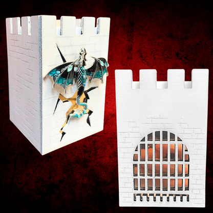 Castle Desk Organizer – Dragon Pencil Holder – Fantasy Pen Cup for DnD, Dice, Brushes, Office or Gamer Room Decor