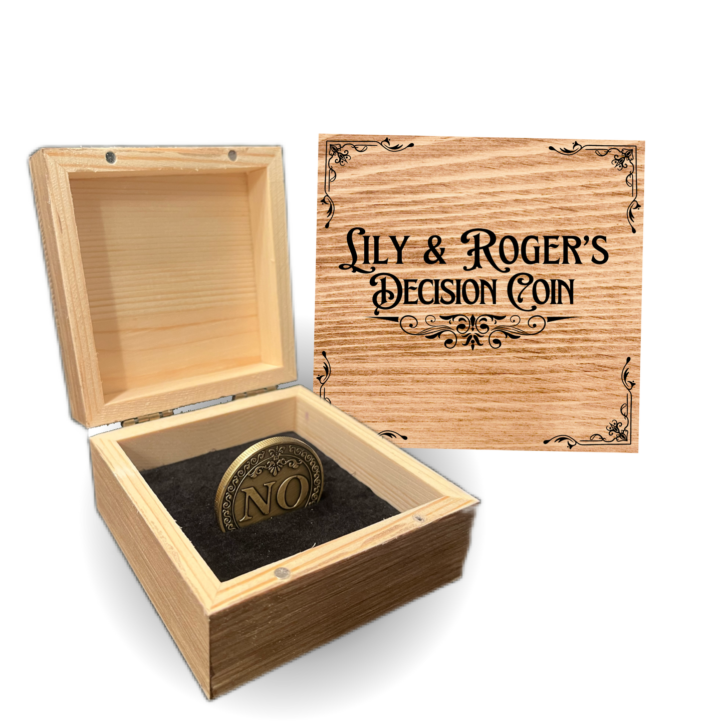 Decision Coin with Box, Personalized Decision Coin Engraved, Keepsake Gift, Gift for Couples, Friends, Husband, Wife, Him, Her, Relationship