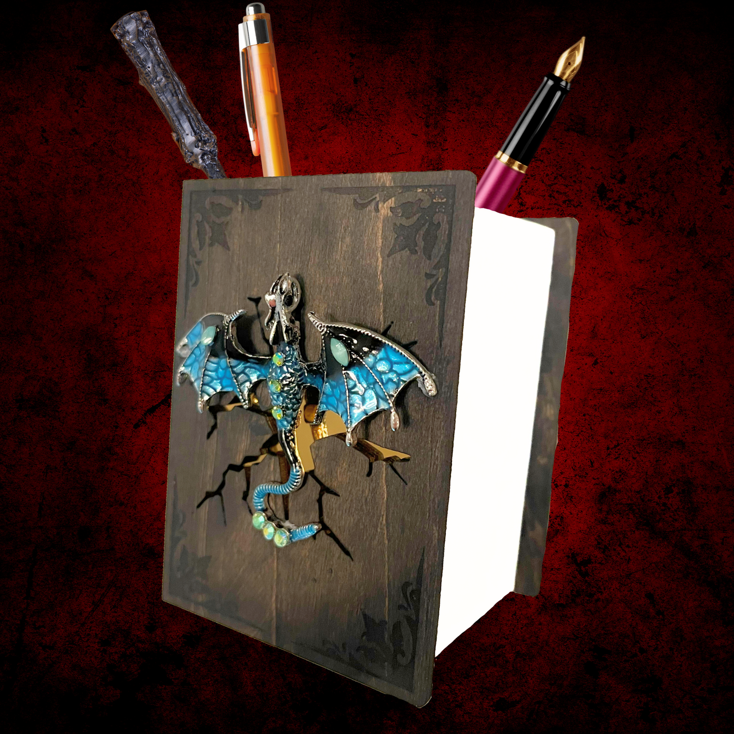 Desk Organizer, Pen Holder, Fantasy Dragon Lover Gift for her him