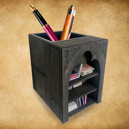 Fantasy Mini Bookshelf Desk Organizer, Pen Holder cup