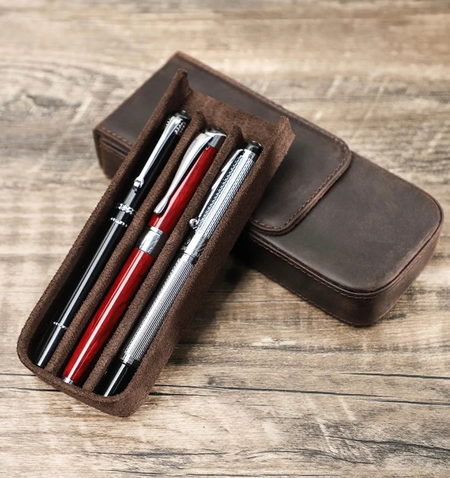 Pen Holder Personalized with Name Initials, Pencil Pen Case Leather, Edc Pouch, Pen Sleeve Travel Case Organizer, Writers Gift for Son