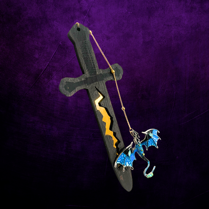 Handmade Dragon Bookmark – Fantasy Book Lover Gift, Page Marker, Sword and Dragon Charm with gold chain, Reading Accessory for Fantasy Fans