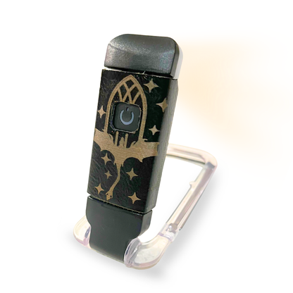 Fantasy Clip-On LED Light | Faux Leather Design | Personalized Engraving | 3 Colors | Rechargeable Low-Bright Reading Lamp