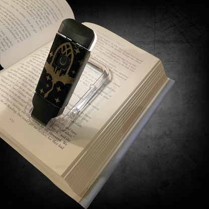 Fantasy Clip-On LED Light | Faux Leather Design | Personalized Engraving | 3 Colors | Rechargeable Low-Bright Reading Lamp