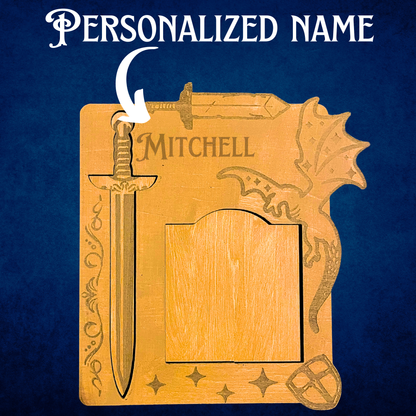 Personalized Sticky Note and Pen Holder with Fantasy Design, Desk Organizer