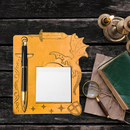 Personalized Sticky Note and Pen Holder with Fantasy Design, Desk Organizer