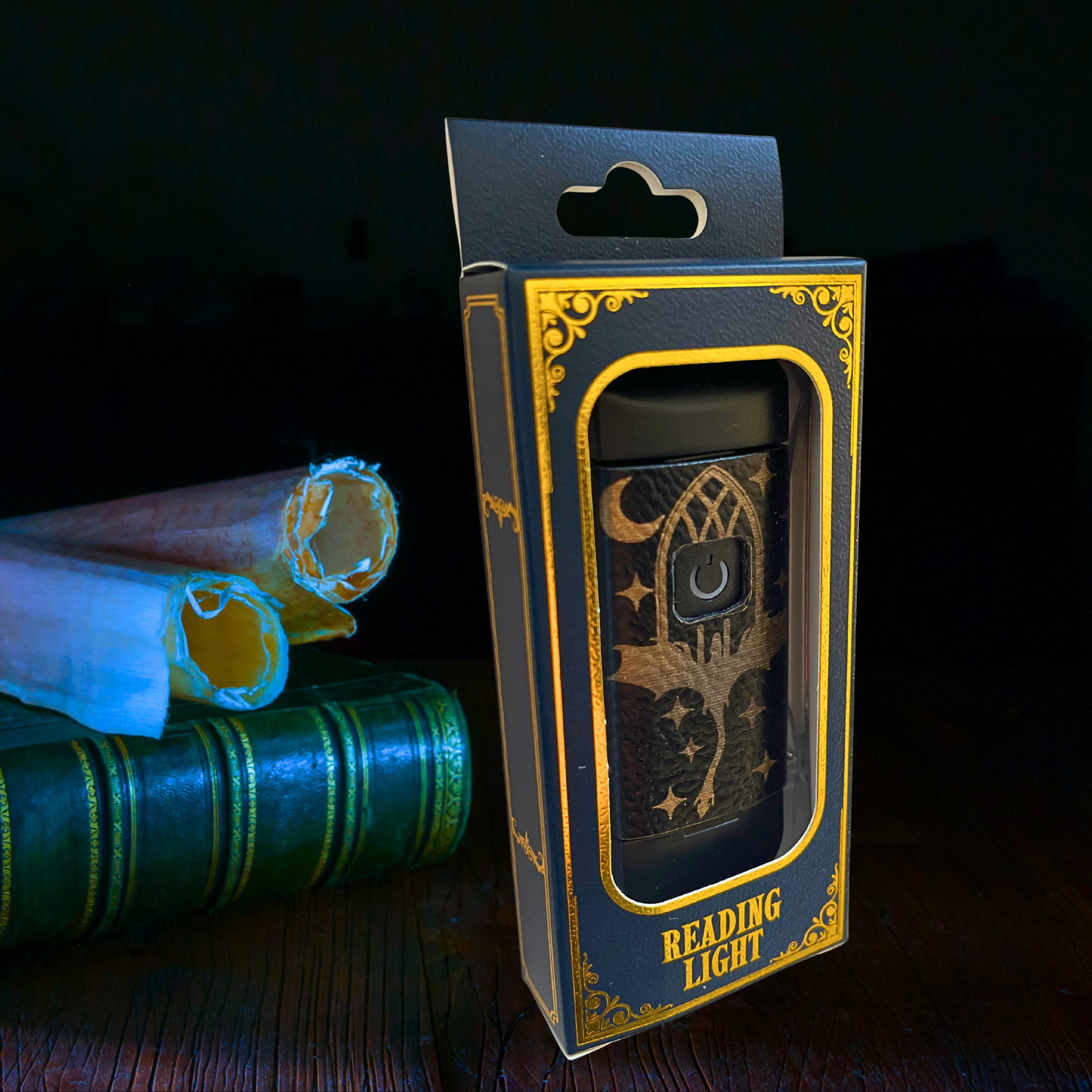 Fantasy Clip-On LED Light | Faux Leather Design | Personalized Engraving | 3 Colors | Rechargeable Low-Bright Reading Lamp