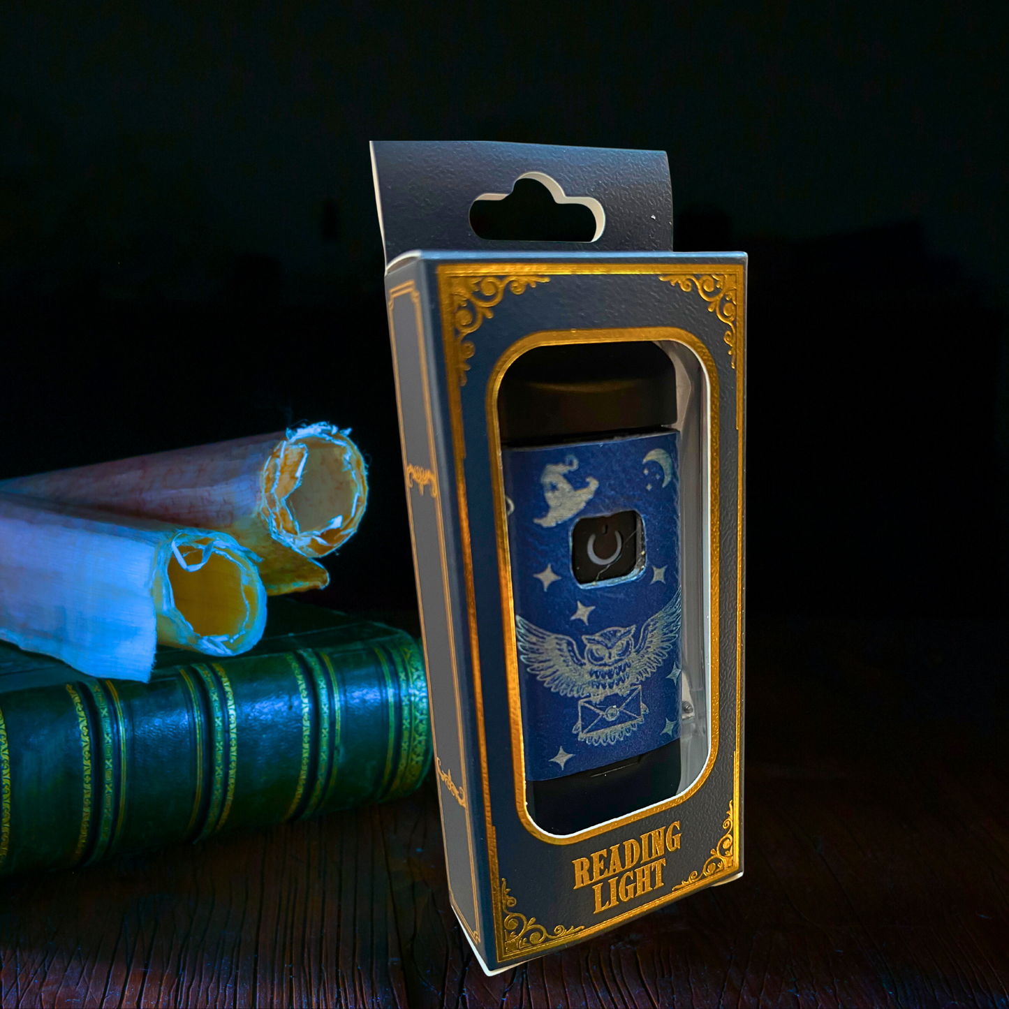 Wizard Book Light: Faux Leather Owl Design, USB Rechargeable