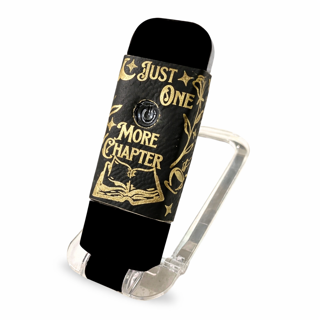 Book reading light, faux leather cover