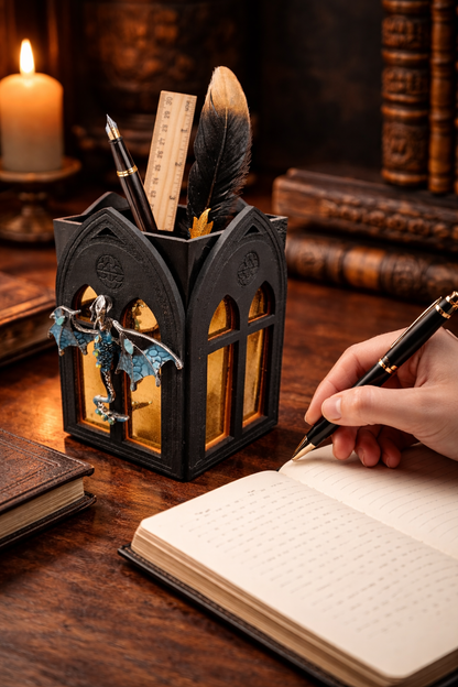 fantasy dragon desk accessory pen cup