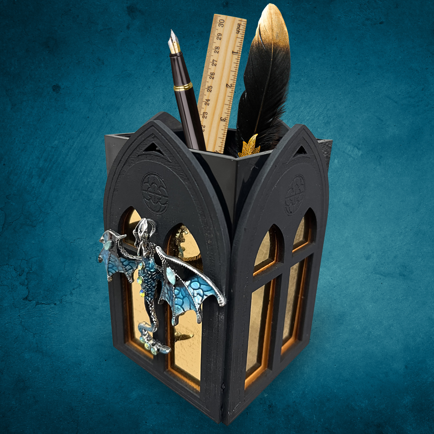 gothic dragon pen holder desk organizer