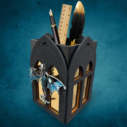 gothic dragon pen holder desk organizer