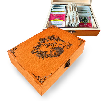 Engraved Tea Storage Chest – Vintage Kitchen Keepsake Gift