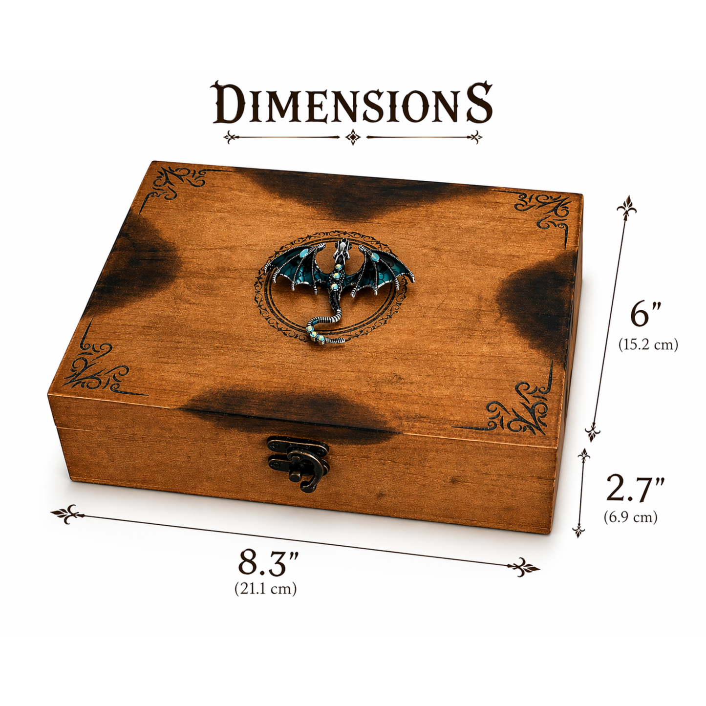 Dragon D&D Dice Box – Personalized Wooden Dice Storage Case for RPG Players