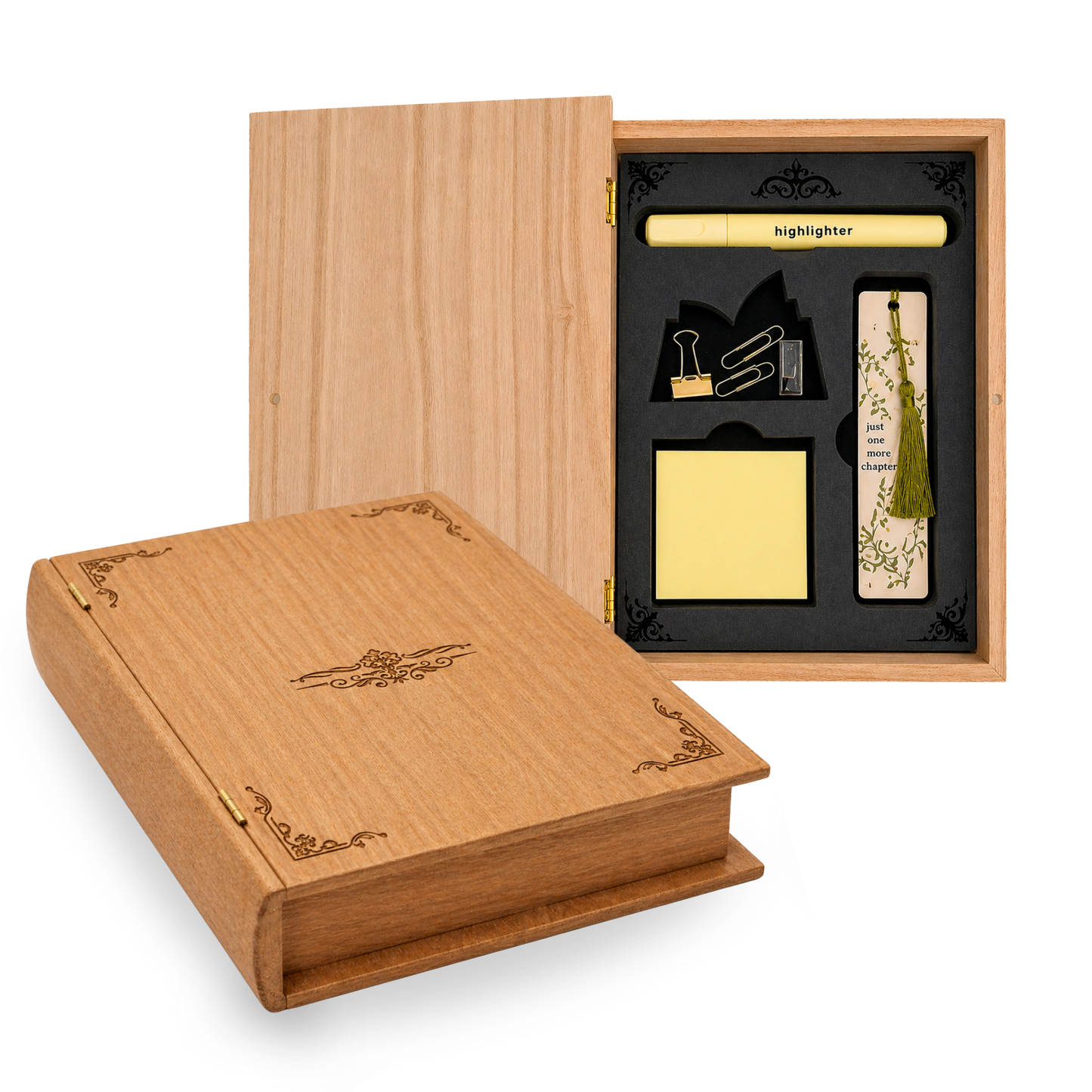 Book Lover Wooden Organizer Box – Engraved Desk Storage & Bookish Gift